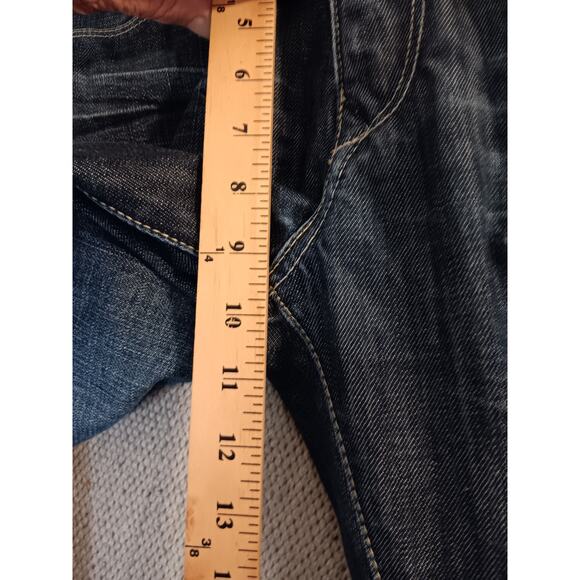 Express Jeans Rocco Mens 33X34 Dark Wash Slim Boot Cut Distressed Street - Picture 14 of 16